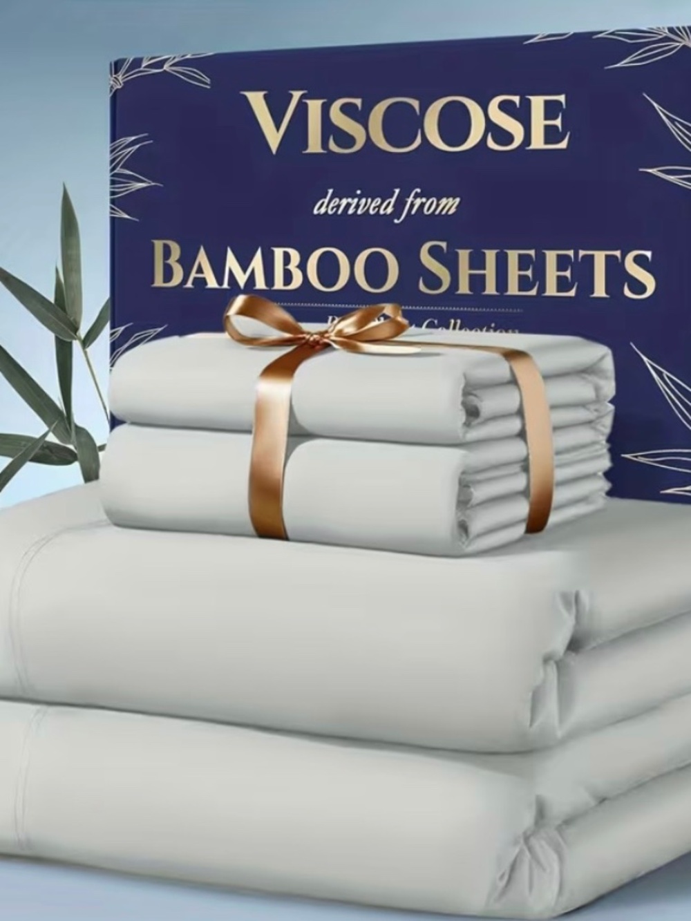 SHEET&JOY King Bamboo Viscose Cooling Sheets 4pc Light Gray